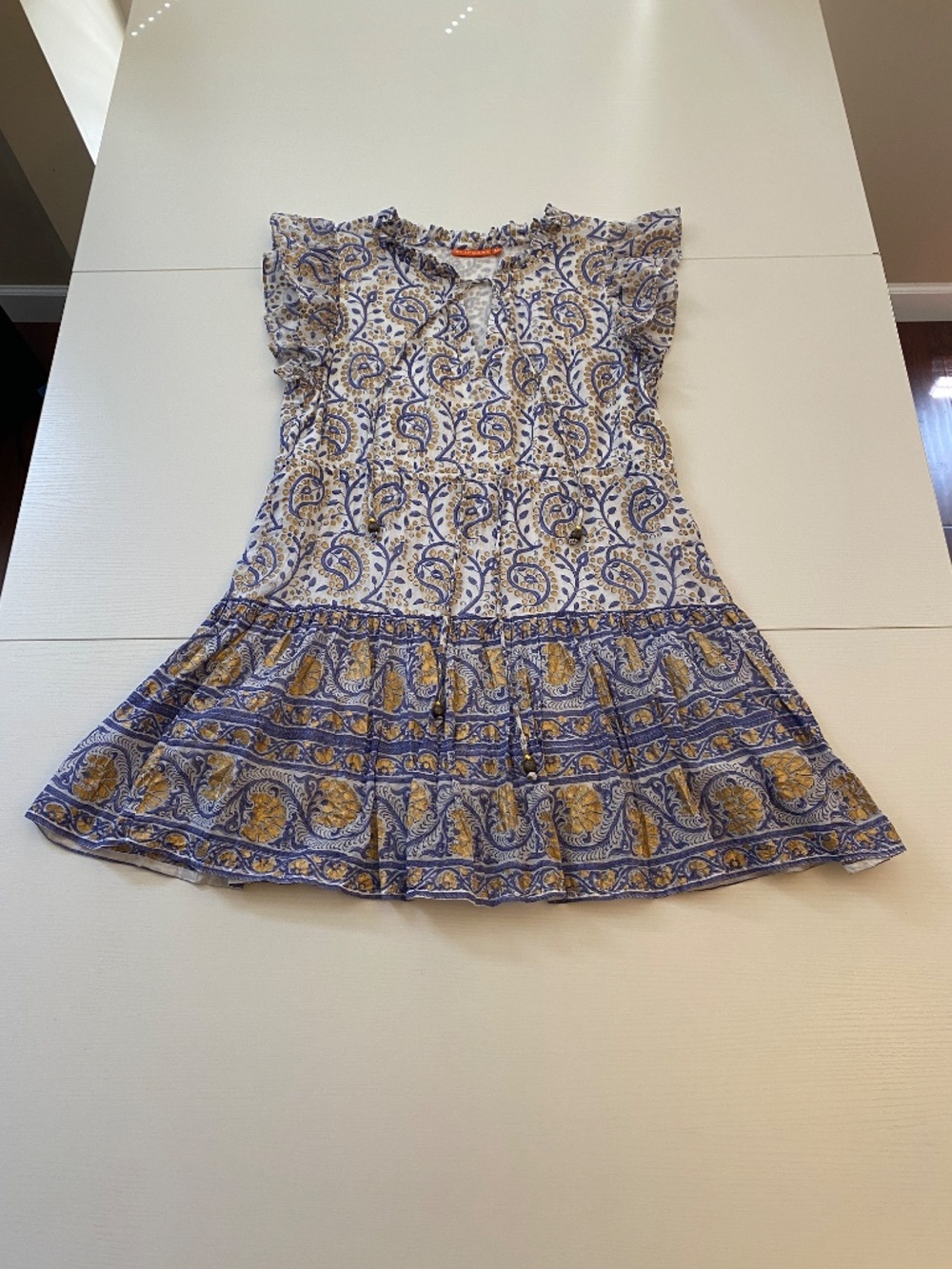 Oliphant Tiered Ruffle Paisley Mini Dress Size Medium - Picture 2 of 16